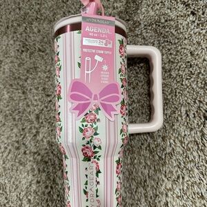 Hydragear Agenda 40 oz Floral Pink Travel Tumbler with Handle